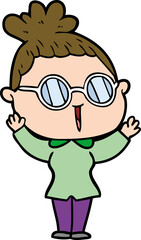 cartoon woman wearing spectacles