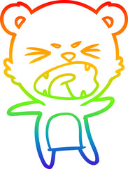 rainbow gradient line drawing of a angry cartoon bear