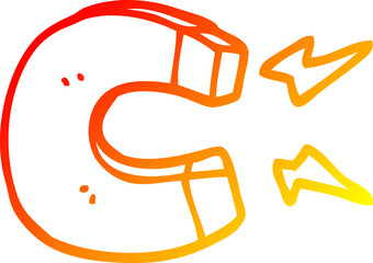 warm gradient line drawing of a cartoon magnet