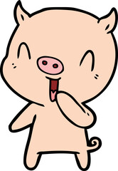 happy cartoon pig
