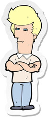 sticker of a cartoon man with folded arms