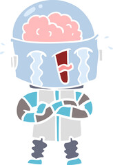 flat color style cartoon crying robot