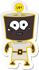 sticker of a happy energized cartoon robot