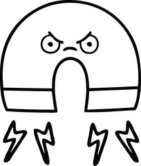 line drawing cartoon of a magnet