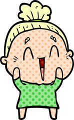 cartoon happy old lady