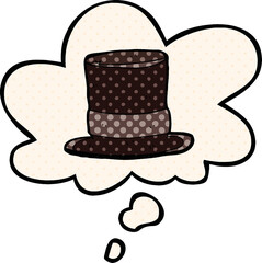 cartoon top hat with thought bubble in comic book style