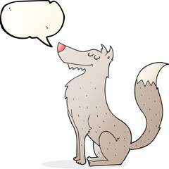freehand drawn speech bubble cartoon wolf