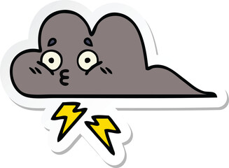sticker of a cute cartoon storm cloud