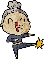 cartoon happy old woman