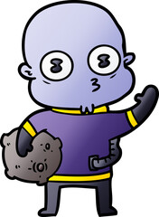 waving weird bald spaceman