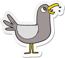 distressed sticker of a Cartoon Bird