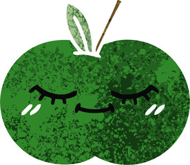 retro illustration style cartoon of a juicy apple