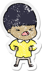 distressed sticker of a cartoon stressed man
