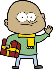 cartoon bald man staring