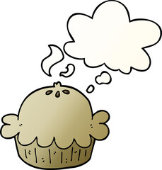 cartoon pie with thought bubble in smooth gradient style