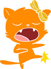 flat color style cartoon kicking cat