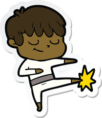 sticker of a cartoon happy boy