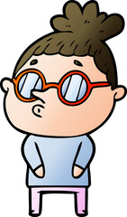 cartoon woman wearing glasses