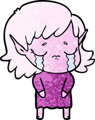cartoon crying elf girl