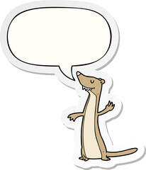 cartoon weasel with speech bubble sticker