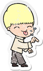 distressed sticker of a cartoon boy