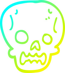 cold gradient line drawing of a cartoon halloween skull