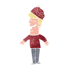 cartoon man wearing winter hat