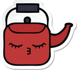 sticker of a cute cartoon kettle