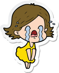 Fototapeta premium sticker of a cartoon woman crying