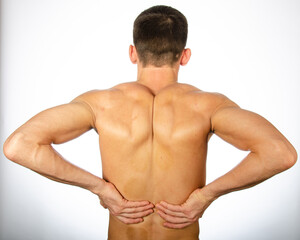 Fototapeta premium Pain. Young attractive man and health problems. 