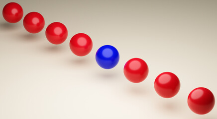 Different blue ball. 3D rendering.