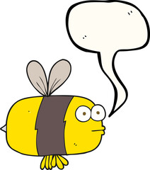 freehand drawn speech bubble cartoon bee