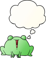 cute cartoon frog with thought bubble in smooth gradient style