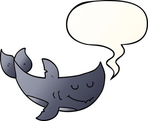 cartoon shark with speech bubble in smooth gradient style