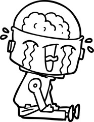 cartoon crying robot