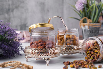 Indian Masala Nuts or Salted Nuts Jar, spicy and tangy mix of nuts
