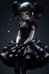 Happy Gothic Girl Anime character portrait, Generated AI