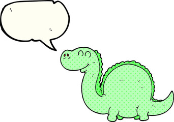 freehand drawn comic book speech bubble cartoon dinosaur