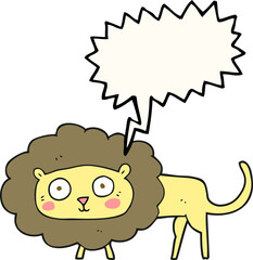 freehand drawn speech bubble cartoon lion