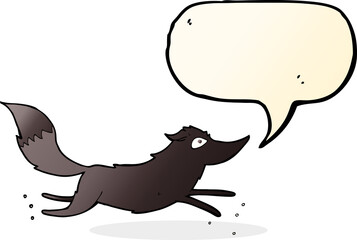cartoon wolf running with speech bubble
