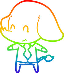 rainbow gradient line drawing of a cute cartoon elephant boss