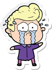 sticker of a cartoon crying man