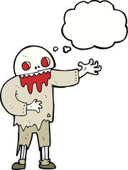 cartoon spooky zombie with thought bubble