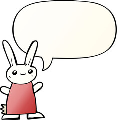 cute cartoon rabbit with speech bubble in smooth gradient style