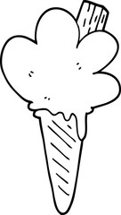 line drawing cartoon ice cream cone