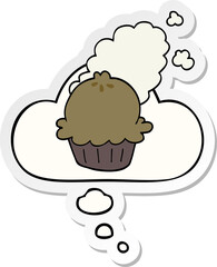 cute cartoon pie with thought bubble as a printed sticker