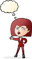 cartoon vampire girl with thought bubble
