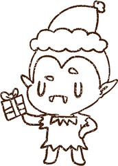 Festive Vampire Charcoal Drawing