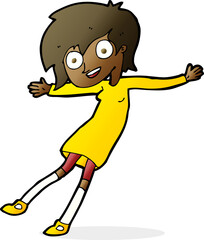 Fototapeta premium cartoon crazy excited girl