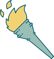 iconic tattoo style image of a lit torch